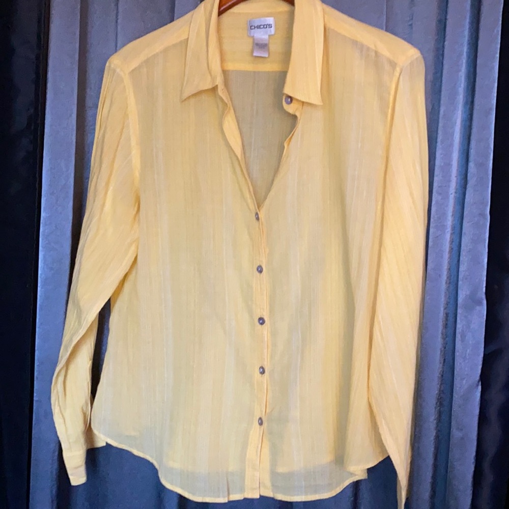 Chico’s Yellow Button-Down Top Size 3 (16-18)